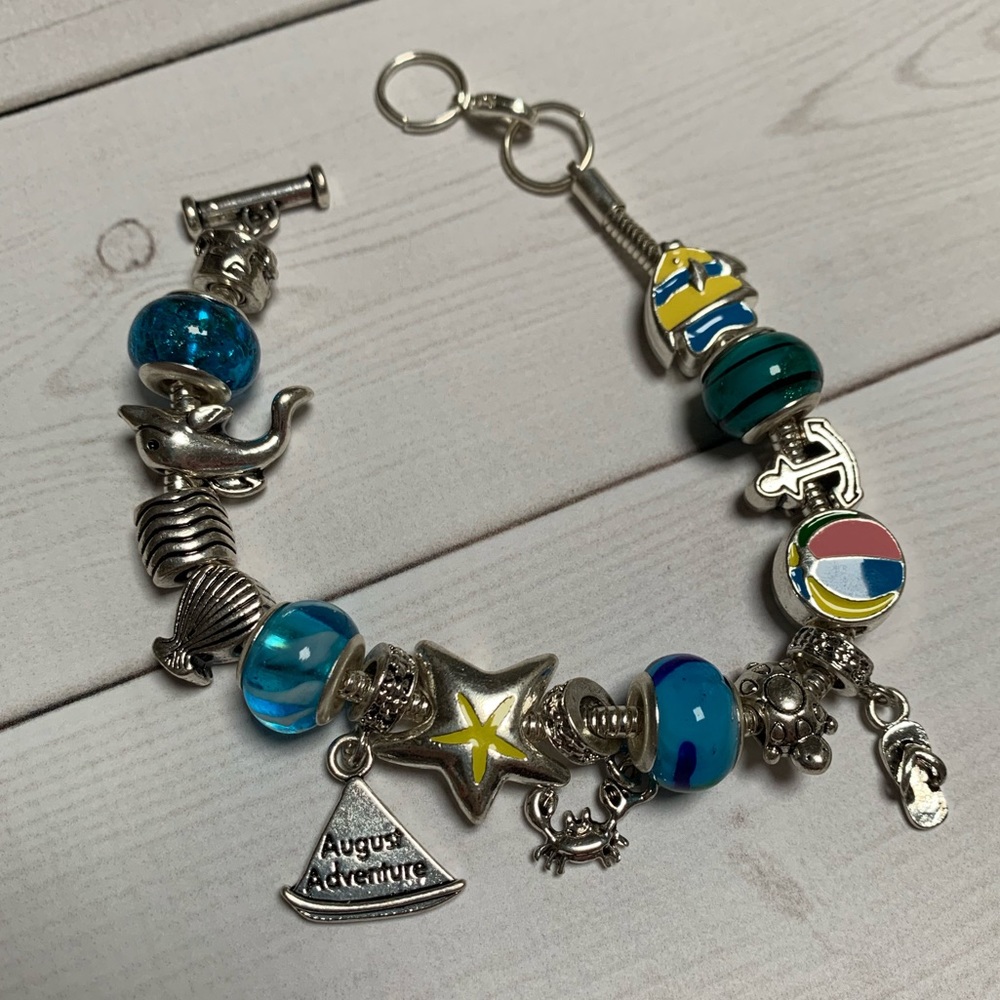Beach/August/Ocean Charm Bracelet
